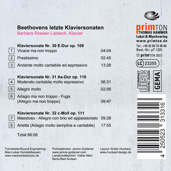 CD-Backcover Beethovens letzte Klaviersonaten